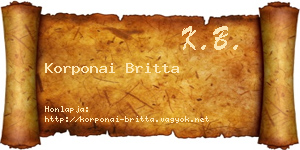 Korponai Britta névjegykártya